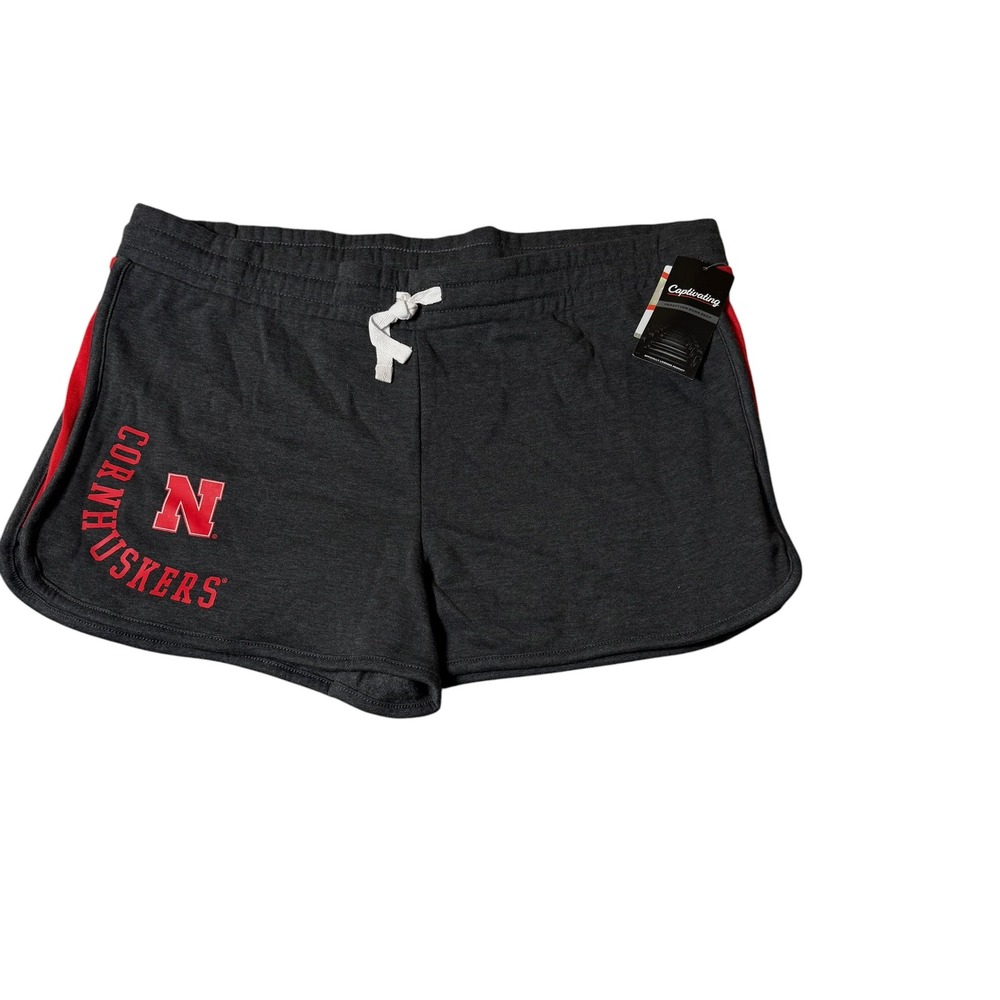 NEW Captivating Nebraska Cornhuskers Women XL Shorts Gray NCAA Athletic Lounge
